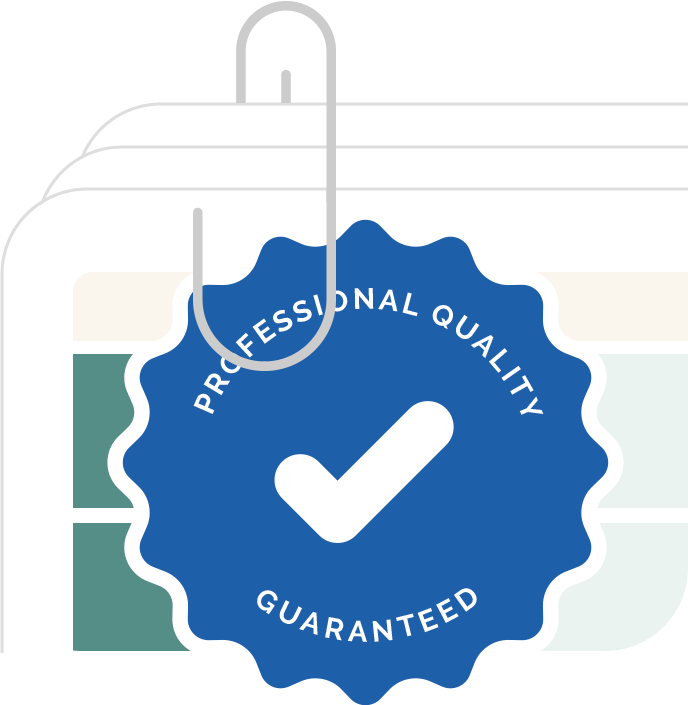 Professional Quality Guaranteed certification badge with checkmark